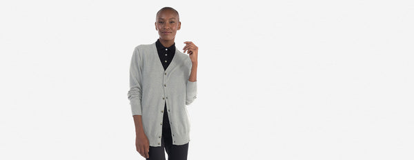 Cardigã Feminino cinza mescla