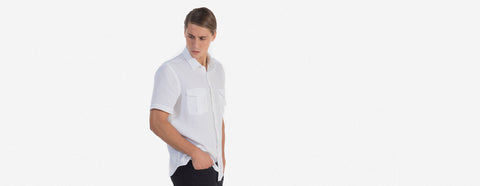camisa de linho manga curta branco
