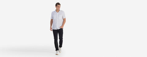camisa de linho manga curta branco