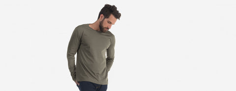 camiseta gola c manga longa masculina oliva