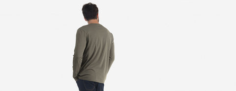 camiseta gola c manga longa masculina oliva