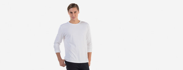 camiseta gola c manga longa masculina branco