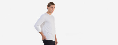 camiseta gola c manga longa masculina branco