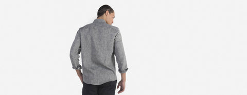 camisa de linho preto mescla