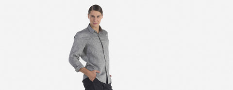 camisa de linho preto mescla