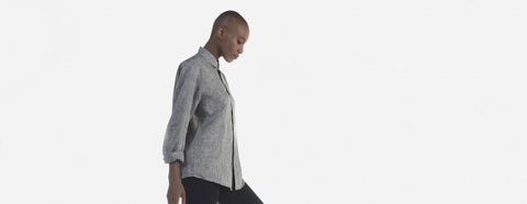 camisa de linho boyfriend preto mescla