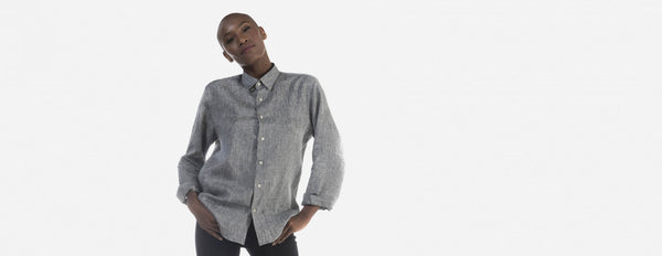 camisa de linho boyfriend preto mescla