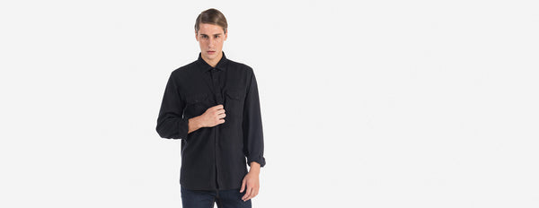 camisa de flanela preto