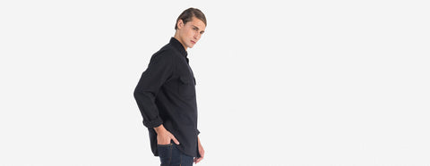 camisa de flanela preto