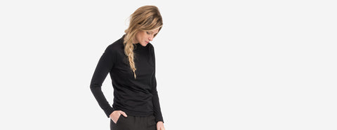 gola alta manga longa preto