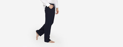 calça de linho marinho