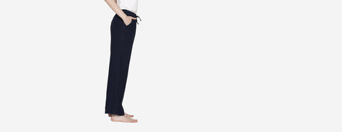 calça de linho marinho