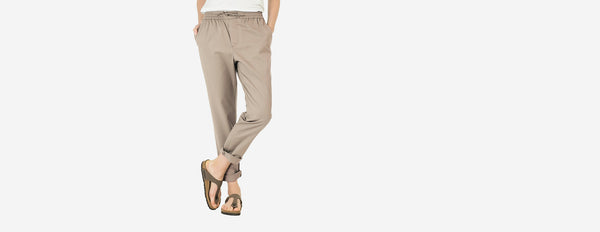 calça com elástico cáqui