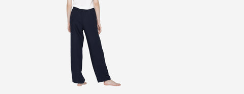 calça de linho marinho