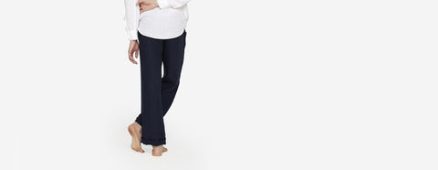 calça de linho marinho