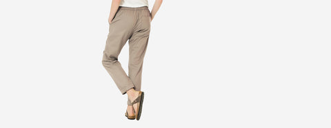 calça com elástico cáqui