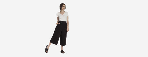 calça crepe pantalona midi preto