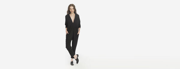 macacão crepe preto